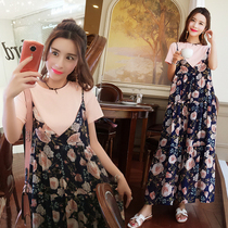 Pregnant Women summer dress tide 2020 set Spring and Autumn foreign style coat hot mother suspender personality summer skirt