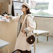 Pregnant women autumn winter coat autumn clothing 2019 new windbreaker womens medium length coat woolen cardigan winter coat tide mother