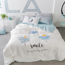 Quilt cover sheet quilt cover two-piece set 2 quilt single pillowcase ins ins Nordic three-piece cotton girl heart hipster White