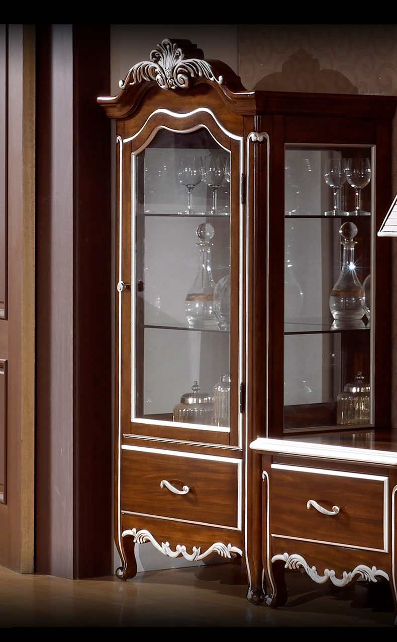 艺凯丝 美式乡村奢华酒柜家具 欧式高贵仿古单双门客厅酒柜组合柜