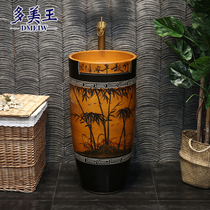Retro column washbasin antique outdoor courtyard balcony wash basin integrated basin garden villa column Basin