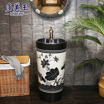Domei Wang Chinese retro ceramic vertical column Basin fish play lotus basin one floor-standing Basin
