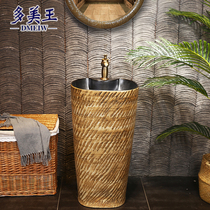 Domei King carved stone Ceramic column wash basin integrated balcony vertical washbasin new Chinese style column Basin