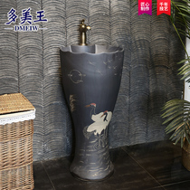 Domeiwang vintage ceramic column washbasin One-piece column washbasin Garden courtyard outdoor column basin