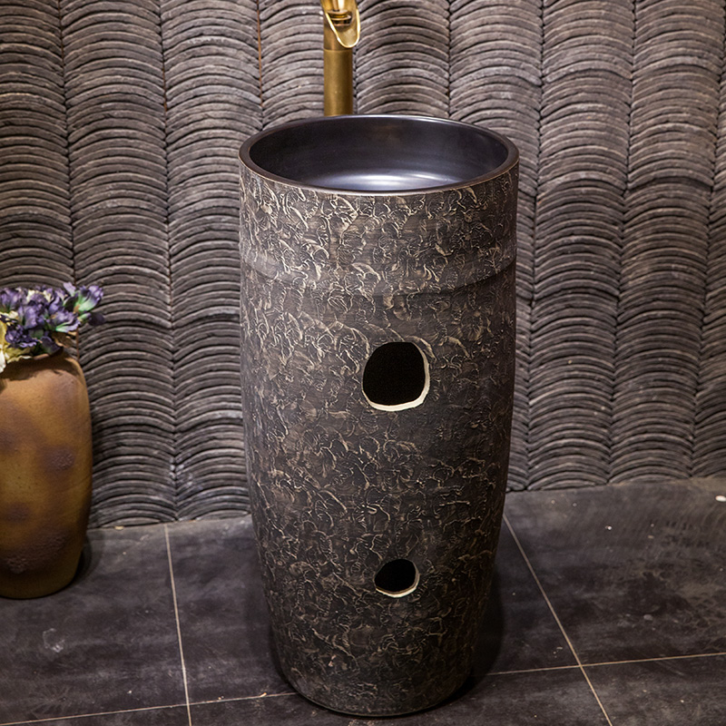 Retro pillar basin bathroom balcony one floor pillar lavabo ceramic vertical lavatory basin