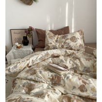 Retro Fa Style Fields Garden Wind Pure Cotton Four Sets Full Cotton Linen Quilt Cover Bed with cover bed Gasawara Bed bedding Three sets