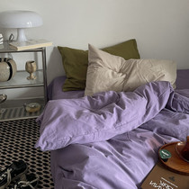 Purple Moon Forest All-cotton Washed Cotton Four Sets Pure Cotton Pure Color Purple Sheet Quilt Cover Bed Bedding Three Sets