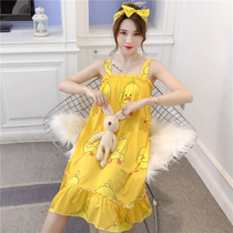 Sleeping Skirt Woman Summer Sleeveless Vest Slim cute pyjamas sexy sling Korean version frescoed student outwear a home dress