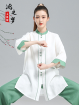 Taiji clothing womens summer new cotton and linen mid-sleeve practice martial arts clothing performance elegant Chinese style Taijiquan suit