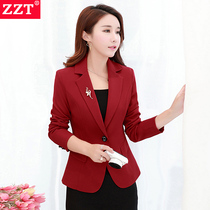 Spring small suit womens coat short 2021 new Korean slim long-sleeved suit womens casual top to wear outside