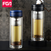 Rich Light Double Layer Glass Cup Thickened Bottom Water Cup Mens Bubble Tea Cup Personal Special Business On-board Transparent Mug Home