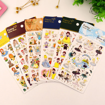 South Korea funny sticker Snow White Cinderella hand account material cartoon character cute decoration sticker