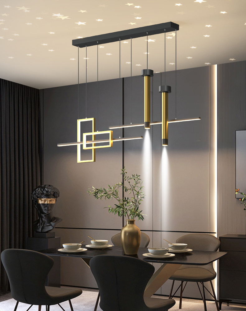 Ресторан люстра 轻奢餐厅吊灯个性创意长条餐桌饭厅灯艺术时尚网红满天星led灯具
