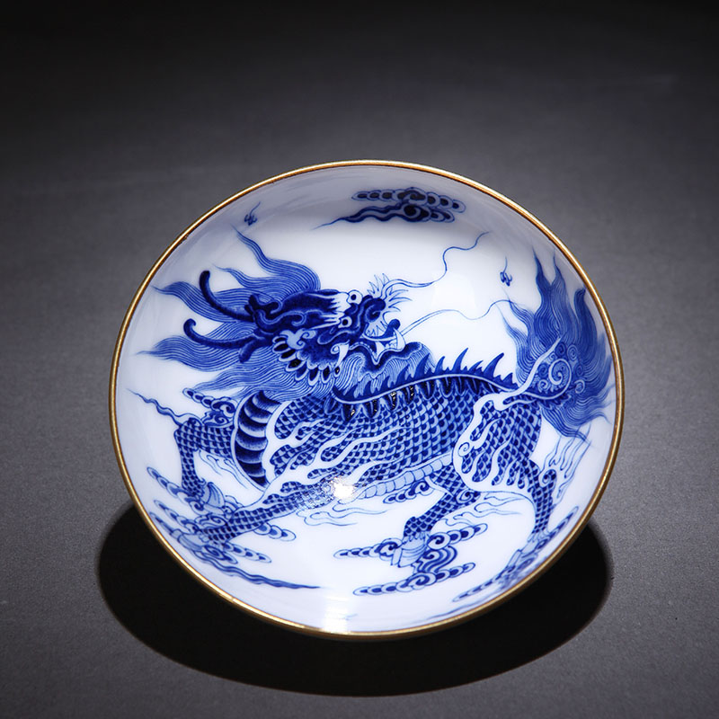 Red dragon in xin blue - and - white porcelain cup small sample tea cup cup bowl hand - made teacup blue and white porcelain tea cups