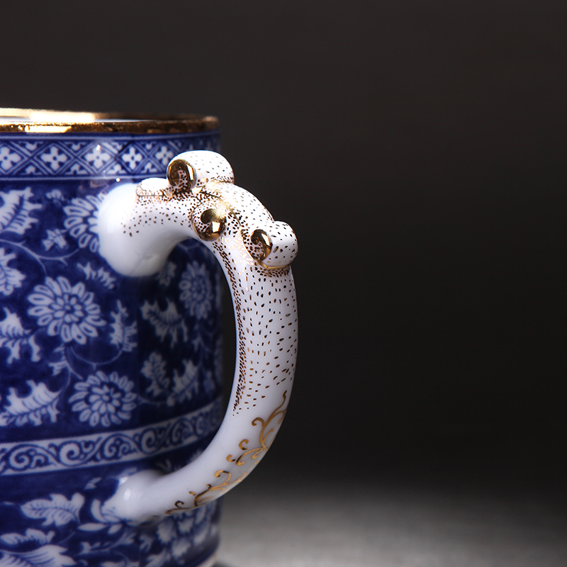 Jingdezhen blue and white painting landscape under the glaze hand - made office cup cup and cup ceramic masters cup