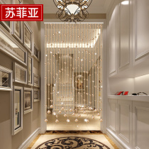 Sophia crystal bead curtain partition curtain feng shui living room bedroom European new toilet hanging door curtain free of punching