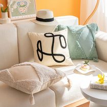 Minimalist geometric tuft Flannel Pillow Living-room Sofa Cuddle with pillow cover Nordic Ins-like interboard headboard Sleeping Cushions