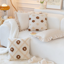 Nordic Modern Ins Wind Tuft Suede Pillow Solid Embroidery Hug Pillow Cover Dutch Suede Living-room Sofa Cushion Office Cushions