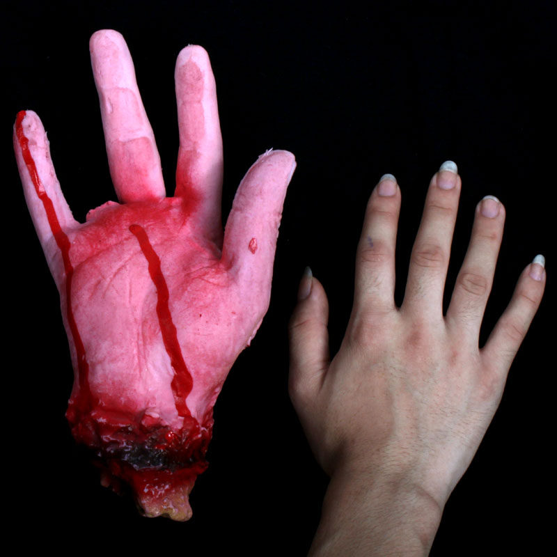 好玩点万圣节用品酒吧鬼屋整人道具表演晚会 逼真恐怖断指血手70g