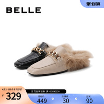 Thyme Mueller shoes New Year Summer New stone Bull Leather Women One foot Foot Leather Shoes half slippers BK3D2AH1