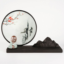 Yifei Xiang embroidered activated charcoal carving environmental protection cultural and creative gifts Zen home creative ornaments new Chinese combination crafts