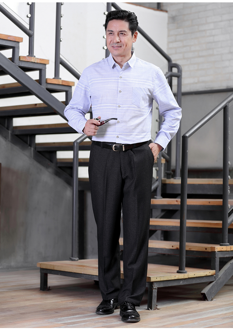 中年西裤男宽松长裤子大码高腰中老年人40-50岁西装裤爸爸西服裤