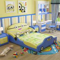 Childrens bed boy girl princess 1 2 1 5 meters Cartoon creative yellow man with guardrail youth bed spot