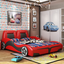 Childrens bed car bed boy card passband guardrail running lathe girl 1 2 meters 1 5 meters children Creative Leather bed