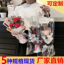 ins transparent hand bag flower bag PVC material flowers teachers section single package gift companion gift companion gift bag online red