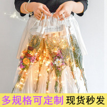 ins transparent hand bag flower bag PVC material flowers teachers section single package gift companion gift companion gift bag online red