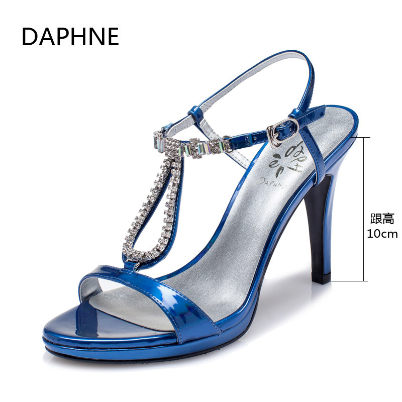 daphne/达芙妮女鞋女士凉鞋断码处理清仓高跟一字扣露趾水钻百搭