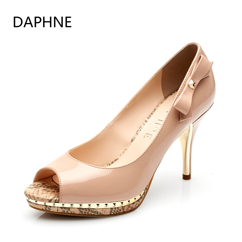daphne/达芙妮女鞋清仓断码处理浅口细跟闪亮鱼嘴高跟鞋时尚百搭