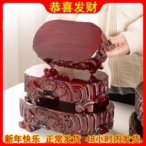 Solid wood carved rock base Taishan stone statue can be digged vase pot oval