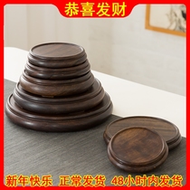 Round wood pelage vase fitted with a curious stone tray frame Buddha jade teapot cushion