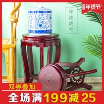Wooden seat flower stand Base Shelf ornaments fish tank stone flower bracket vase flower pot wooden base solid wood round