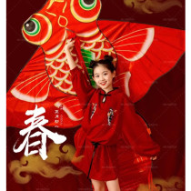 Photo studio New Year theme childrens photo photography props red goldfish kite costume photo creative hand couplet