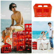 Creative travel location wedding photography props beer box Sanya Sea View personality photo props Red Cola frame