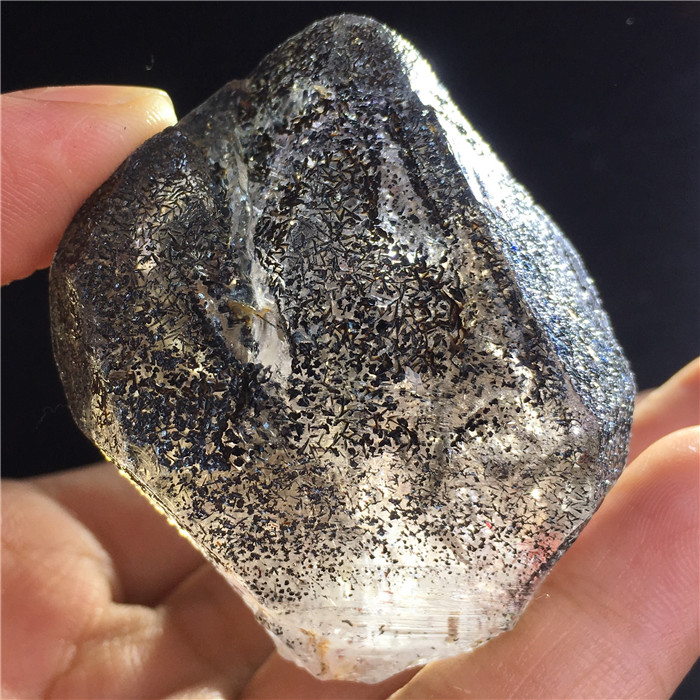 天然水晶原石白水晶带黑云母原石小摆件偏紫水晶_7折现价48元
