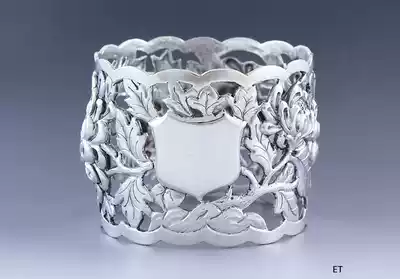 Late Qing Dynasty export return chrysanthemum grain silver napkin ring