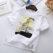 2021 Summer Children Bamboo Festival Cotton Short Sleeve T-Shirt Boys Loose Half Sleeve Top Girls White T-Shirt