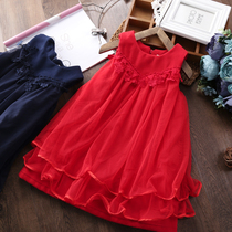 Anti-season New Year princess dress girl dress New Baby Childrens woolen vest dress girl skirt dress