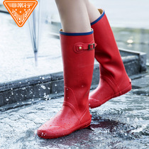 Rain Boots womens spring and summer fashion models wear adult high-tube protective galoshes water boots rainy non-slip rubber rain boots water shoes