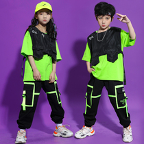 Summer Hip Hop Boy Street Dance Suit Short Sleeve Girl Dance Suit Children Walking Show Suit Tide Pagoon Racks Subdrum Performance