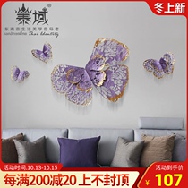 Taiyu new Chinese wrought iron butterfly metal wall decoration interior wall decoration designer creative living room wall Wall