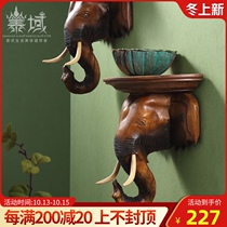 Thai spa massage shop wood carving pendant wall decoration elephant head wall hanging living room wall Southeast Asia wall decoration