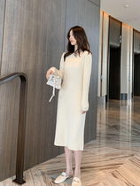2021 autumn and winter New Net red thick sweater women fashion long sleeve knitted base long knee dress tide