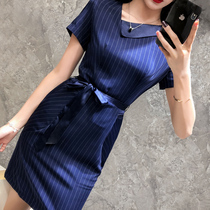 Flight attendant uniform female professional dress dress dress dress 2019 new summer overalls striped collar socialite high end