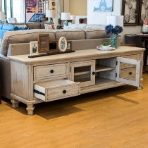 American Countryside Solid Wood TV Cabinet Tea Table Combination Method Retro Style Old Villa Lockers Custom Guest Hall Furniture