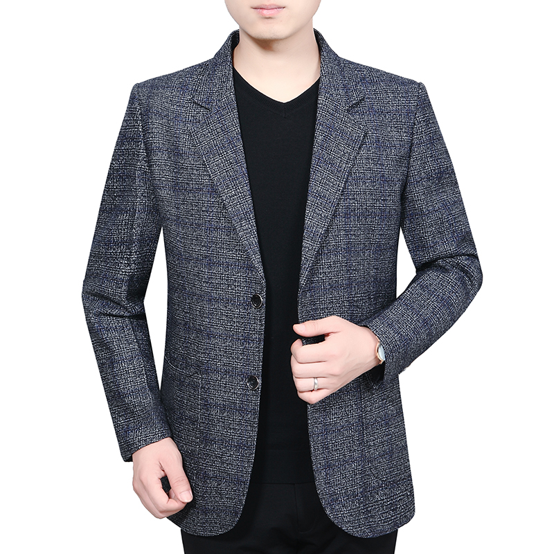 春秋男装单件西服上衣40岁50中年爸爸装外套中老年人商务休闲西装