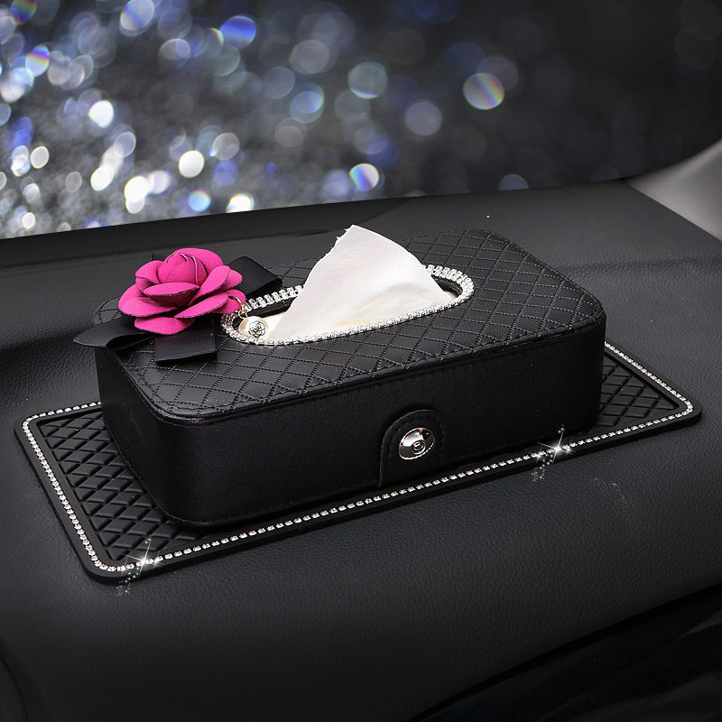 tissue box for car car camellia drawer car seat paper towel drawer car napkin carton interior female